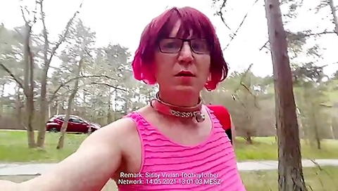 Red Head Bimbo Tits Slut Sissy Exposed Nude Public Parking Area Gets Catched By Strangers 6